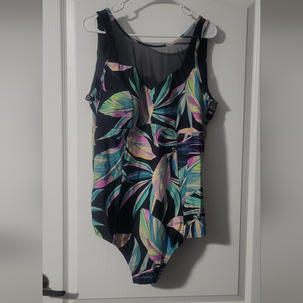 Torrid Multicolor Leaf Print One Piece Swimsuit